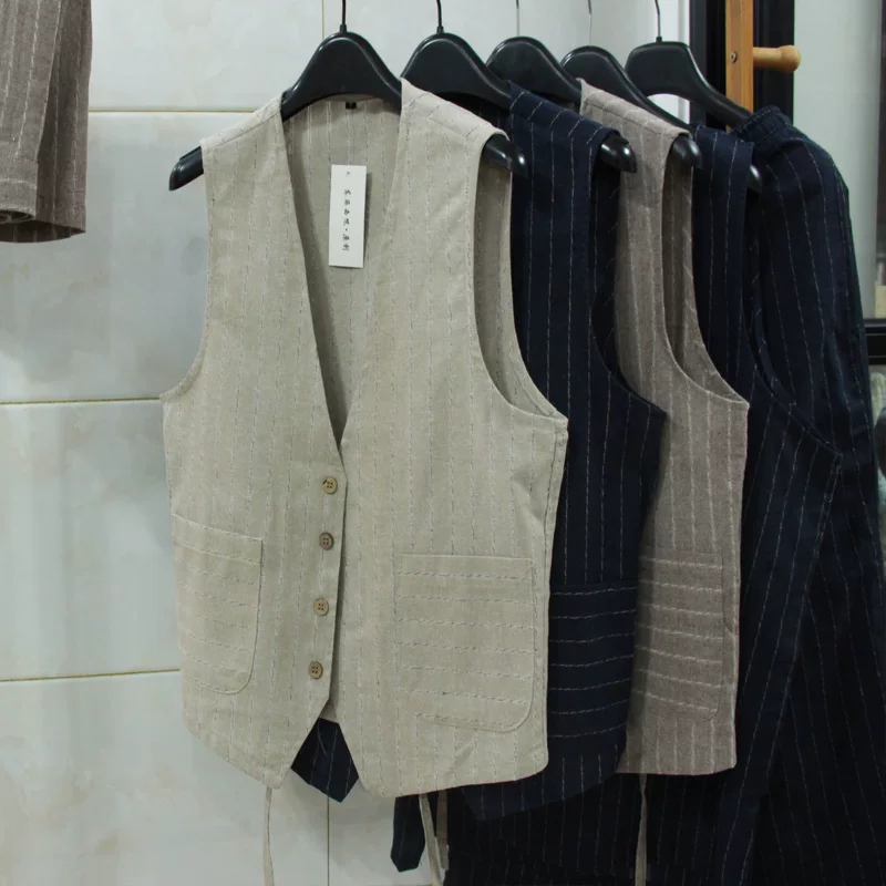 Men Formal Wear Summer - İngiliz Tarzı Keten Yelek Erkekler İçin