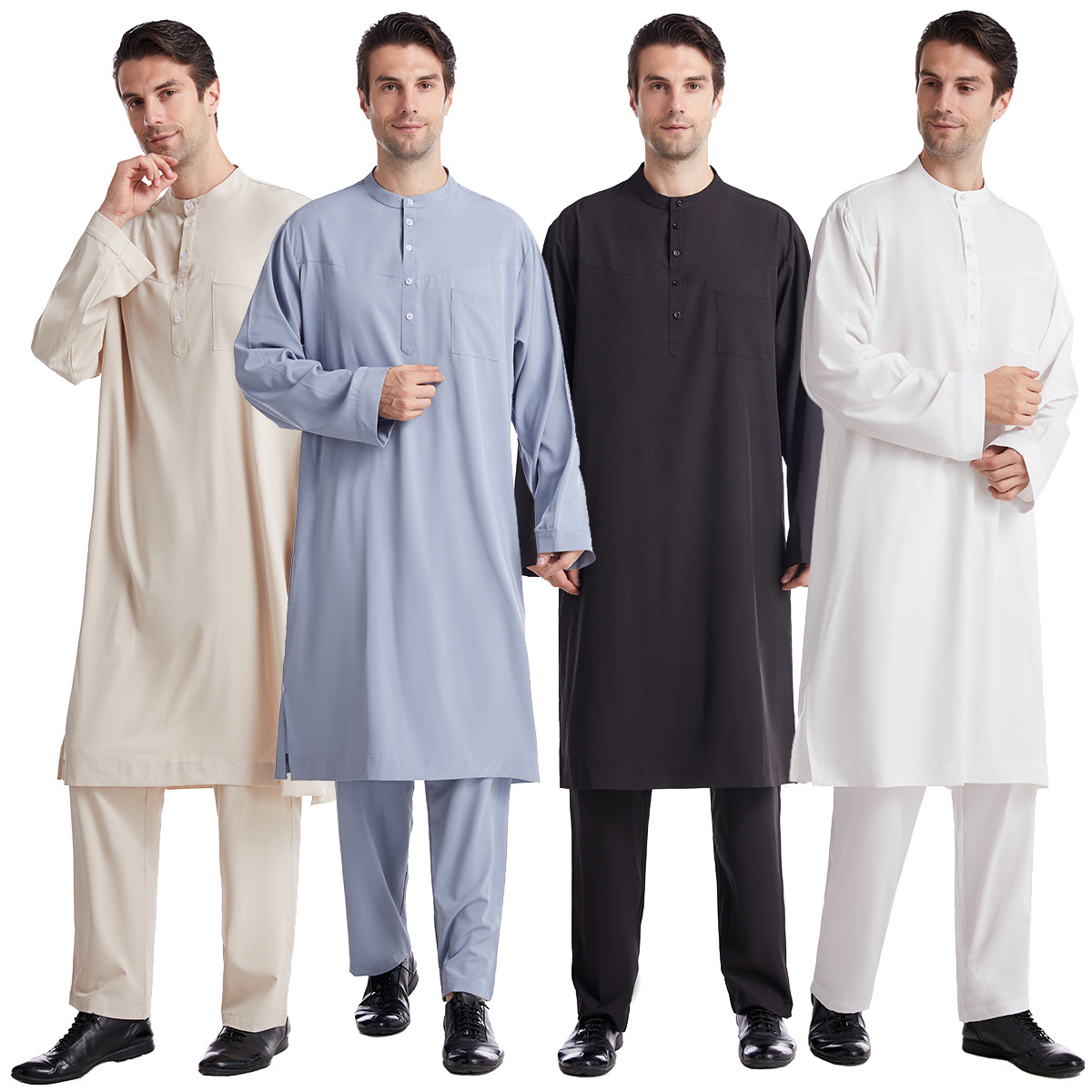 Men Formal Wear Dubai - Müslüman Erkekler Jubba Thobe 2 Parça