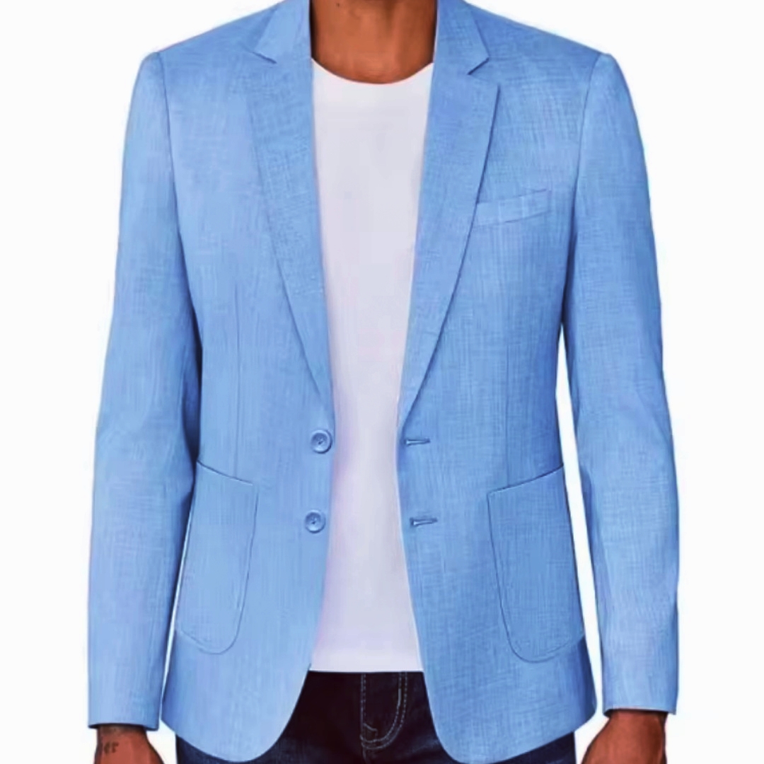 Men Formal Wear Summer - Slim Fit erkek Bej/Mavi Keten Blazer