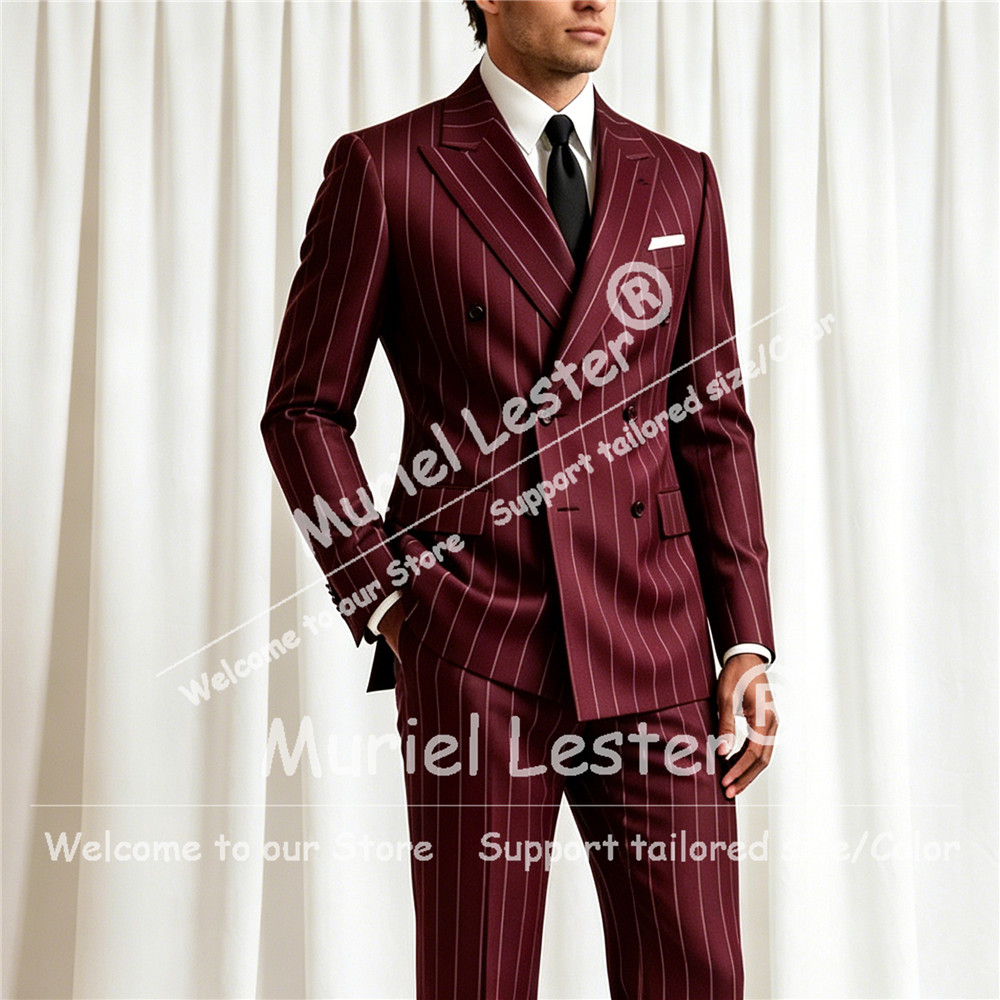Men'S Formal Attire - Zarif Çizgili Takım Elbise Erkek 2