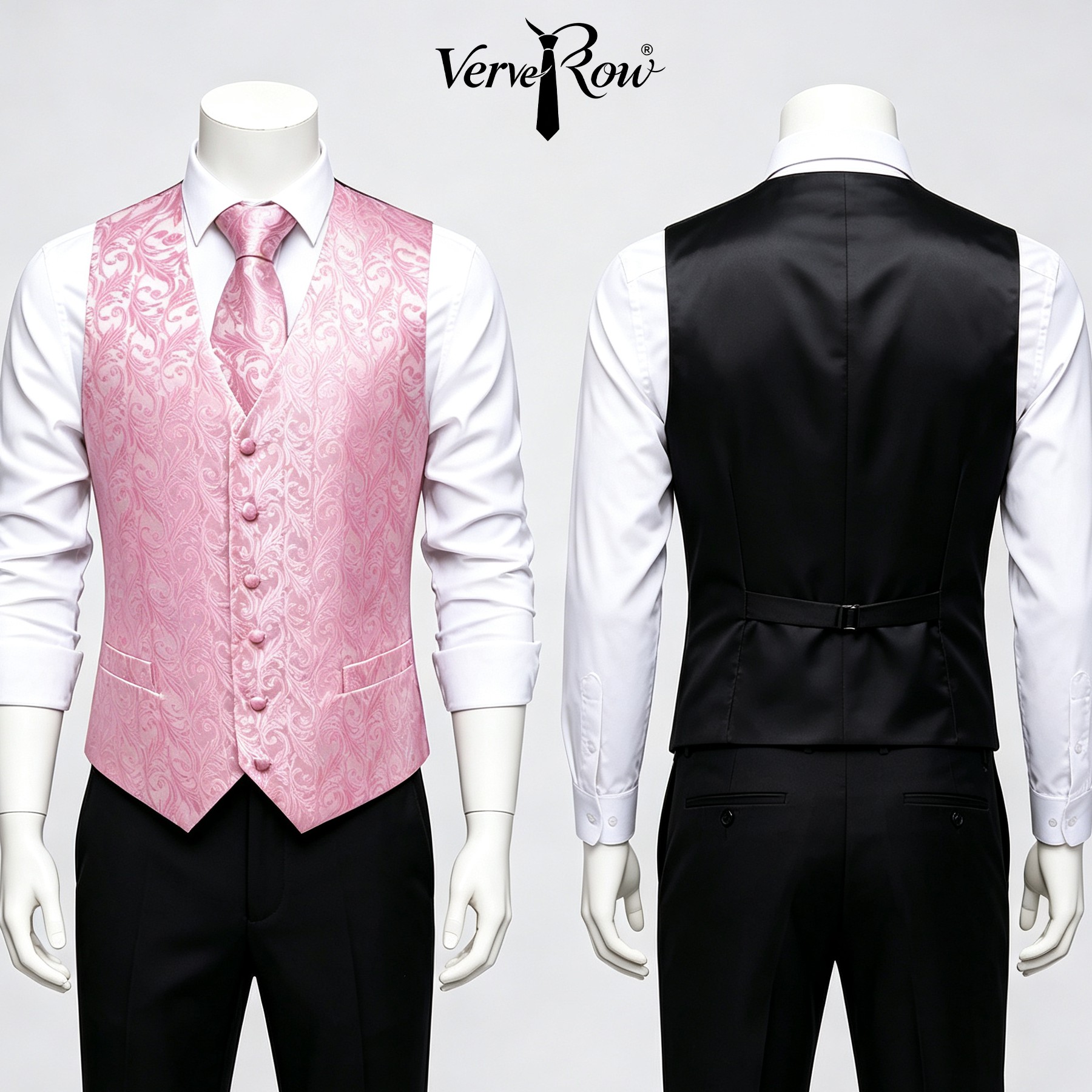 Men'S Formal Wear Ties - Erkekler Pembe Kravat Mendil Üç Parçalı