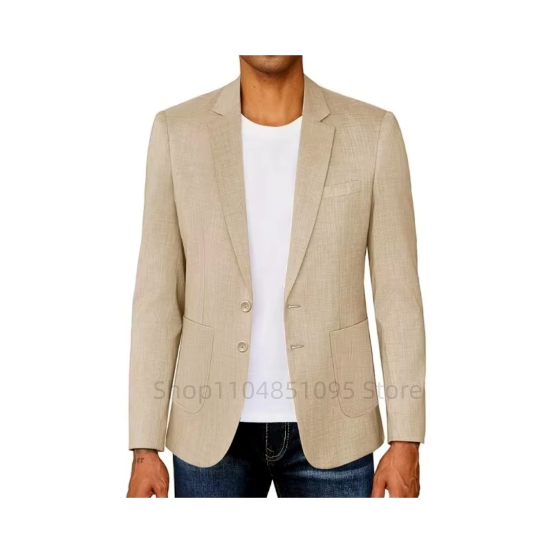 Slim Fit erkek Bej/Mavi Keten  - Men Formal Wear Summer incelemesi ve fiyatı
